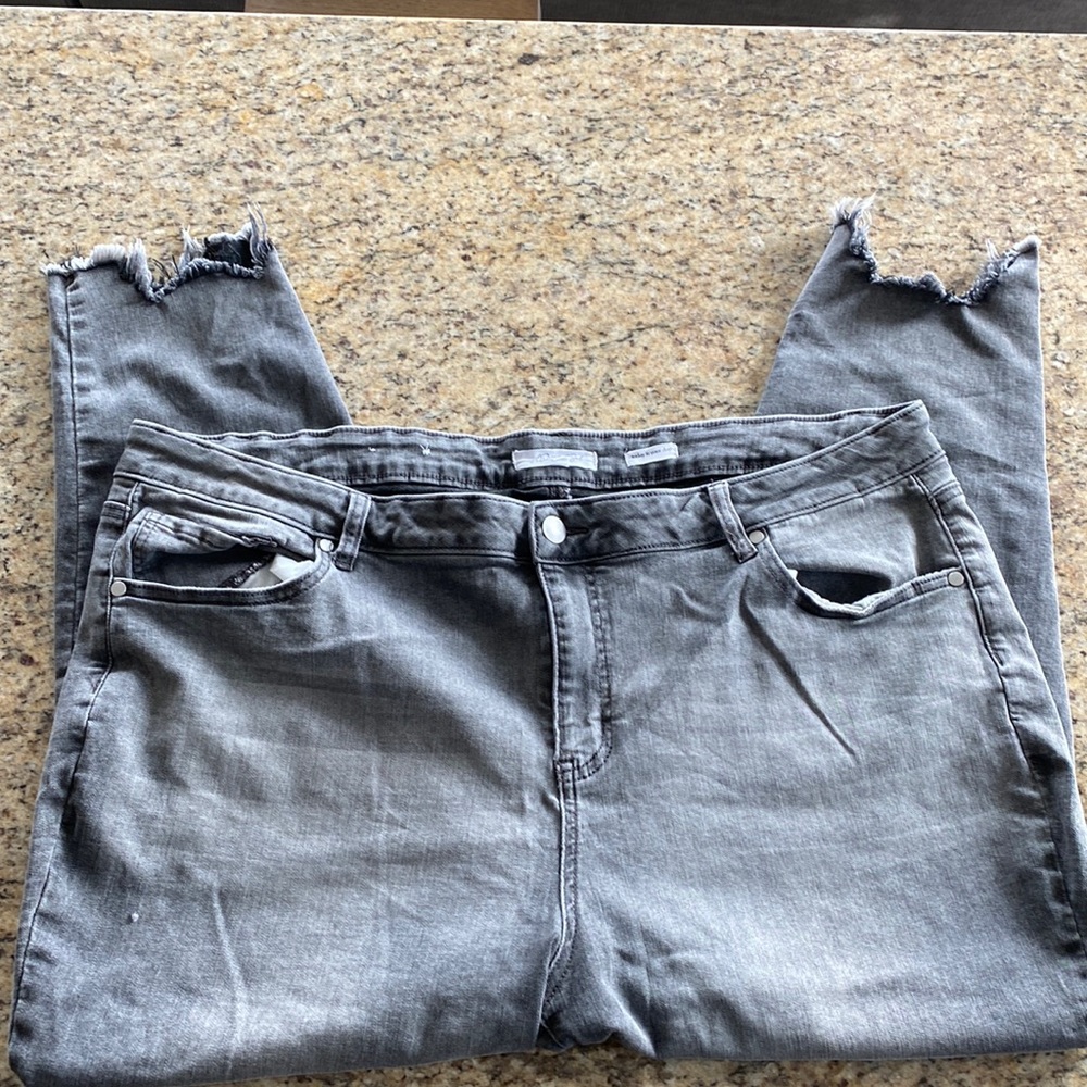 Grey destroyed jeans